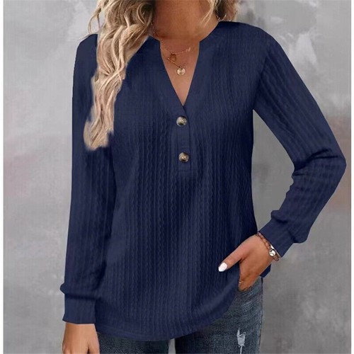 Ladies Jumper Top V Neck Pullover Women Loose Long Sleeve Casual Work Tops AU - Picture 25 of 39
