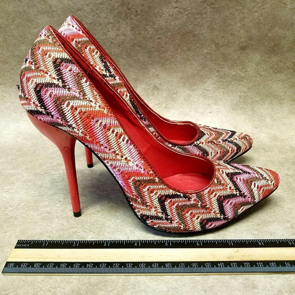 Zapatos de tacón Fahrenheit FRH para mujer talla 7,5 rojos sin cordones punta 4" Foto 4 de 4