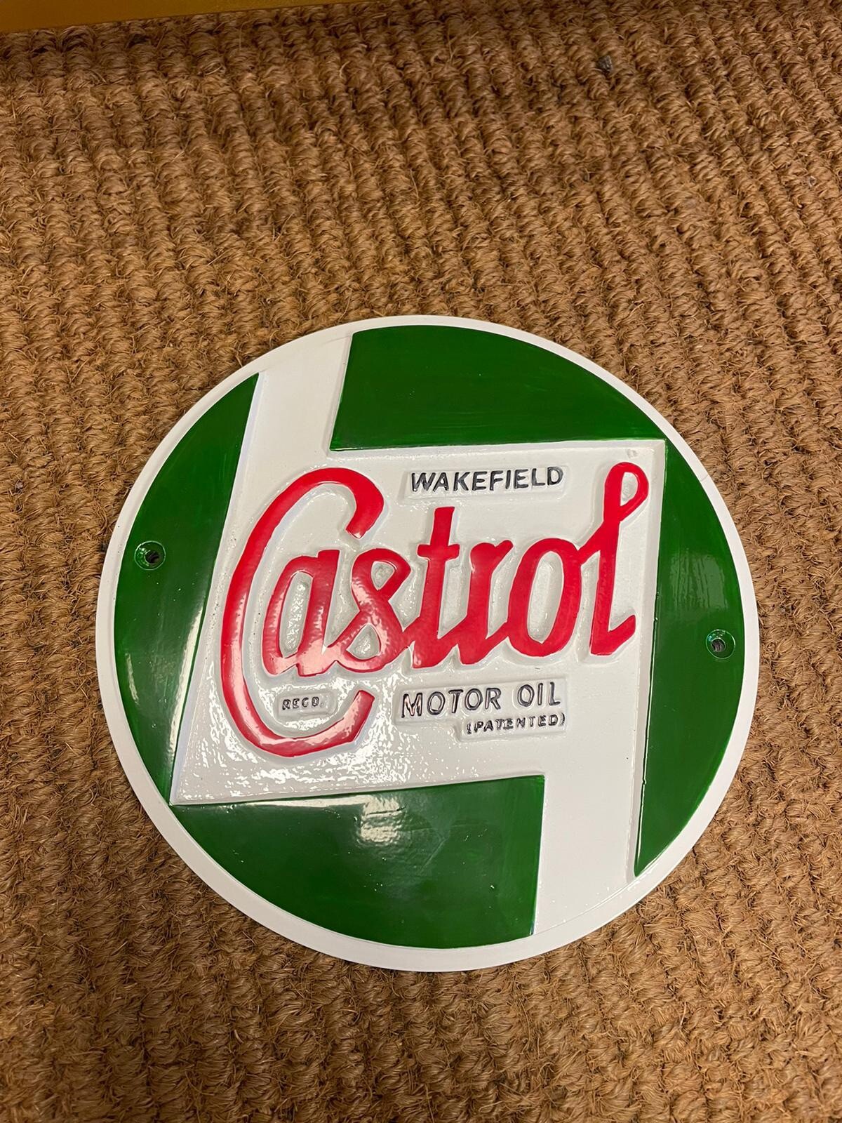 Castrol sign vintage Castrol motor oil Wakefield metal cast logo