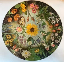 Vintage 1965 Springbok Circular Puzzle Wild Flowers By Maynard Reece COMPLETE