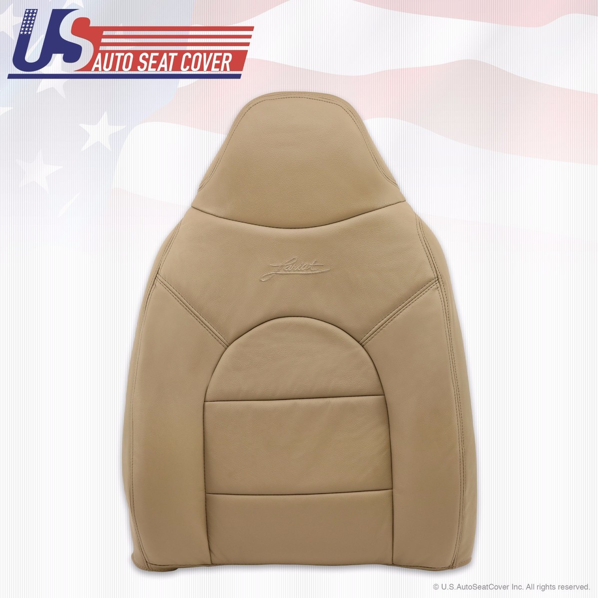 1999-2000 Ford F250 F350 Super Duty Lariat XLT Front Leather Seat Cover Set, Tan, Microfiber, 6 Pieces