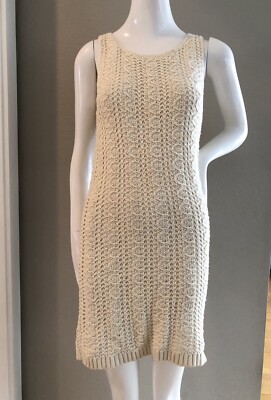 Anthropologie Far Away from Close cream sleeveless knit sweater dress Size  M | eBay