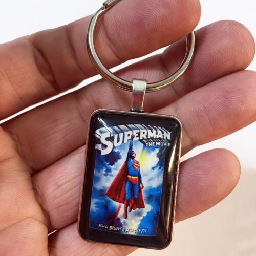 Superman Movie Poster Pendant Key Ring or Necklace Christopher Reeve Jewelry - Picture 1 of 5