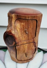 Natural Cedar Wood Log 2 Drawer Jewelry Trinket Box Hand Crafted By Jeff Trag