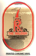 RALEIGH TOMAHAWK MK1, HERON HEADSTOCK LOGO ON CHROME SELF ADHESIVE DECAL 