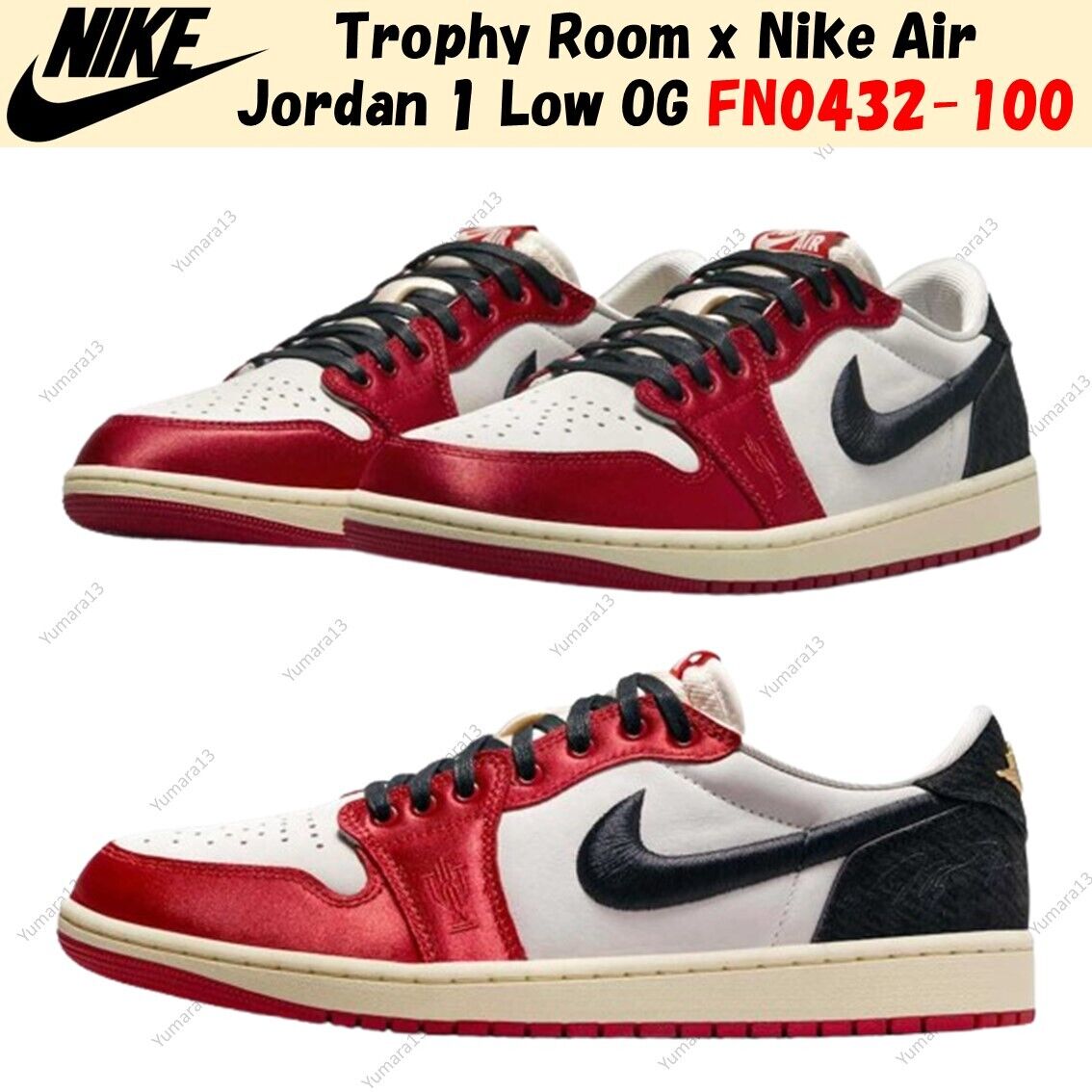 Trophy Room x Nike Air Jordan 1 Low OG Sail University Red Trophy Room x Nike Air Jordan 1 Low OG Sail University Red