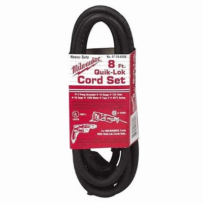 Milwaukee 48-76-4008 Quik Lok Grounded Cord - Black