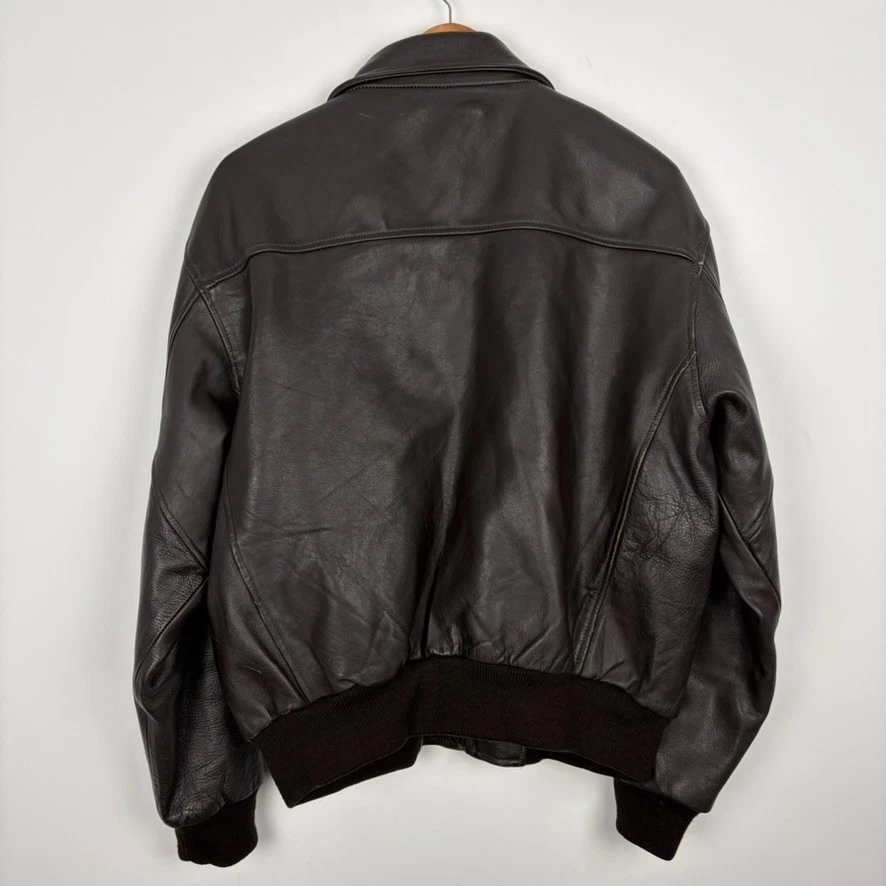 Chaqueta de cuero para hombre Schott NYC motociclista bombardero vuelo motocicleta marrón grande