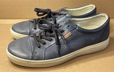 ECCO Soft 7 Blue Leather Low Top Lace Up Sneakers 43010402058 Men s Size 8