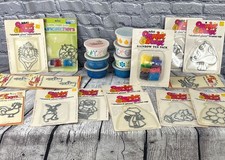Vintage Makit  Bakit Stained Glass Suncatcher Kits Lot Paint Crystals Craft NOS