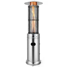 Costway 40000 BTU Patio Heaters Stainless Round 6FT Outdoor Tube Flame W/ Wheels
