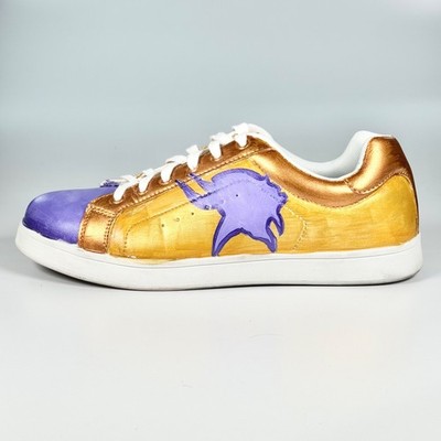 Minnesota Vikings Foundation Signed Sneakers Mens 10 Custom Painted Purple Gold