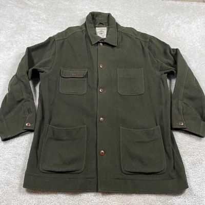 VTG Banana Republic Coat Mens L Green Wool Travel Field Overcoat Chore Jacket
