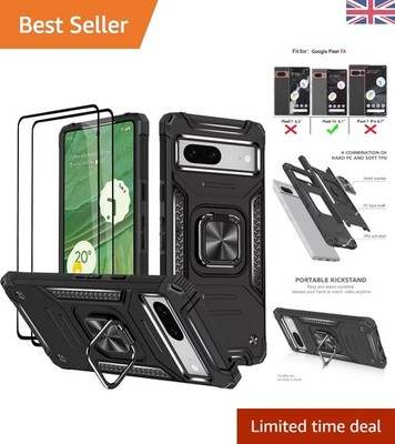 Robuste stoßdämpfende Hülle für Google Pixel 7a - Schwarz, 2er Pack mit Ständer