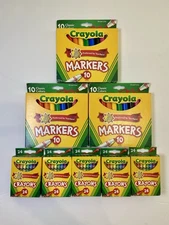 Crayola Bundle – 3x Fine Line Markers (10ct), 5x Crayons (24ct)–Art Supplies Set