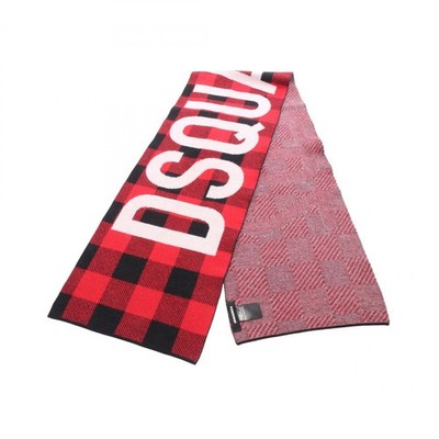 DSQUARED2 Logo Scarf wool Black Red Used mens