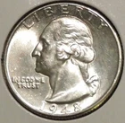 Silver Quarter - Washington - 1948 (Sharp grade)