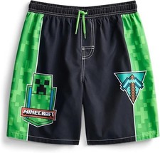 Size 5-6 Minecraft Boys Creepers Bathing Suit All Over Print Swim Trunks Small