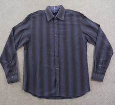 Ted Baker London Shirt Mens Large 4 Blue Button Up Long Sleeve Logo Striped