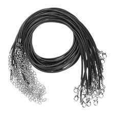 25 Pack 18" Waxed Necklace Cord, 2mm Bracelet Cord with Lobster Clasp Black 