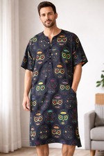 Caftan Kaftan Black Skulls Day of the Dead Halloween Skulls Men's Unisex New