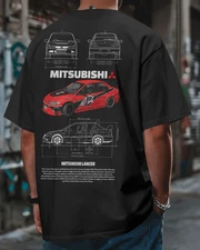 Lancer Evo Fan Art T‑Shirt 100% Cotton Mitsubishi JDM Rally Graphic Unisex Tee