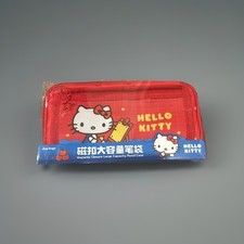 Sanrio Hello Kitty Red Large Capacity Two Compartment Pencil Case New