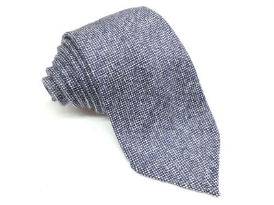 Errico Formicola Men's Tie Light Navy Cashmere Simple Woven Pattern Italy