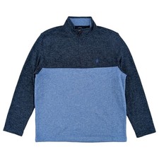 IZOD Mens Blue Colorblock Long Sleeve Fleece Quarter Zip Sweater