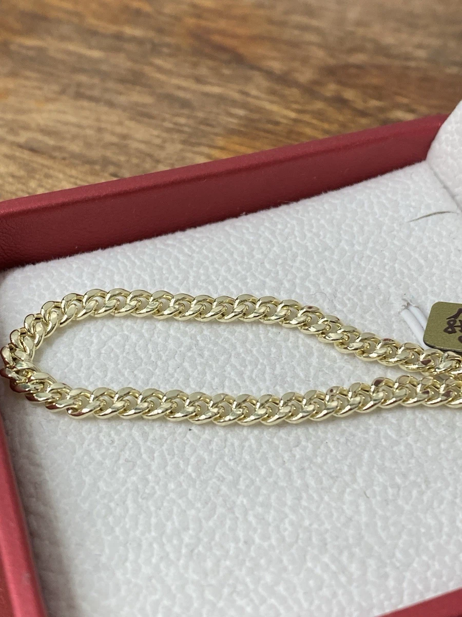 14 Karat Gelbgold hohles leichtes kubanisches Gliederarmband