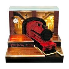 Y LEATHERLEAF WORTH 3D Train Time Piece Calendar 2026, 3D Memo Pad 2026 Red