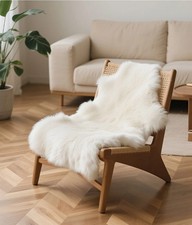 100 Real Sheepskin Rug 2x3 FT, Natural Lvory Lambskin Fur Area Rug for Sofa