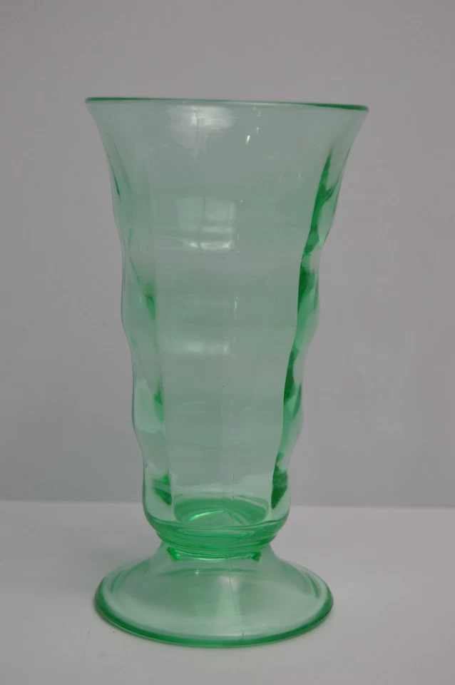 Taza gruesa óptica depresión verde vidrio helado uranio vintage BRILLA 7" Foto 3 de 4