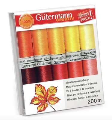 Gutermann Sulky Rayon 40 Maschinenstickerei SUNRISE Garn Set - 10 Rollen