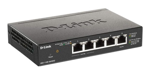 D-Link DGS-1100-05PDV2 - 5-Port Gigabit Smart Managed Switch with VLAN support,