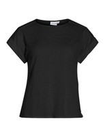 Vila Viciara O-Neck T-Shirt Damen, Kurzarm, GrößE M, Schwarz, Baumwolle