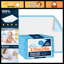 Super Absorbent Disposable Underpads 17x24" for Incontinence, 100 Count Pack