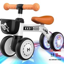 Baby Balance Bike Toys for 1 2 Year Old, Colorful Lighting Racing style-Black