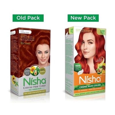Nisha Creme Hair Color Cream Copper Red, 150g, Long Lasting Hair Dye for Grey Co