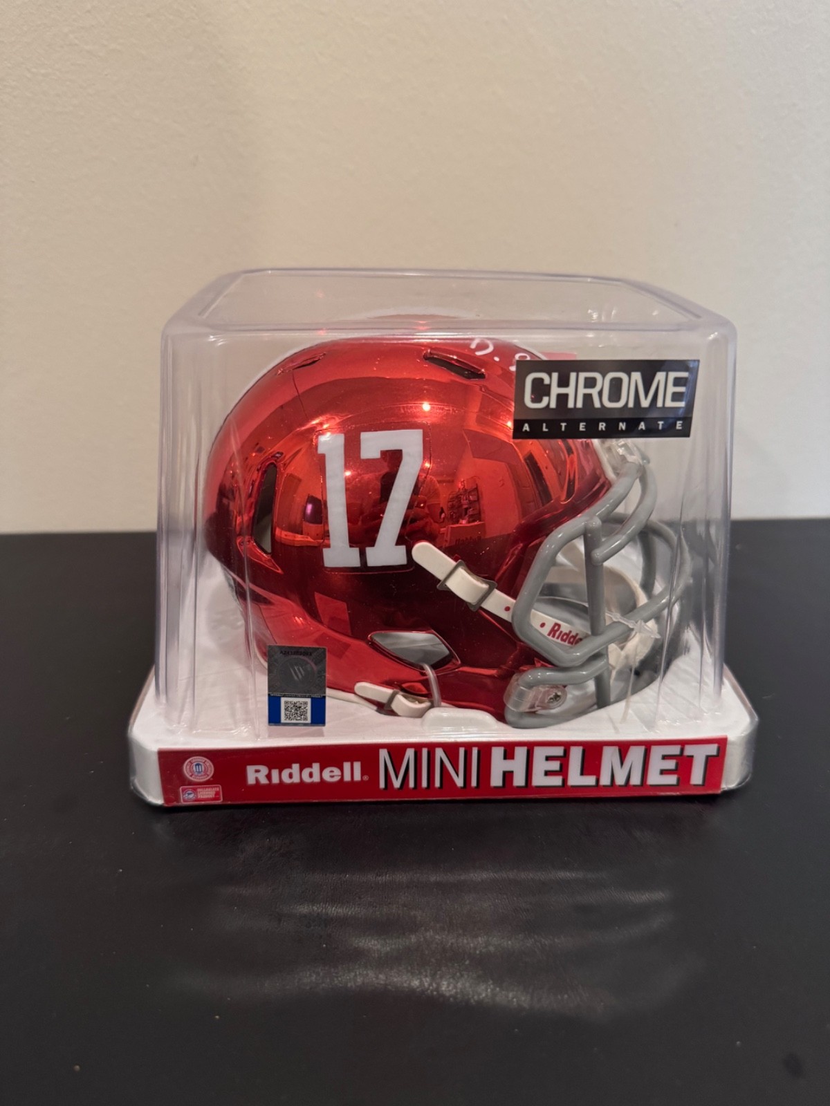 DeVonta Smith Autographed Signed Alabama Crimson Tide Football Riddell Chrome Mini Helmet 