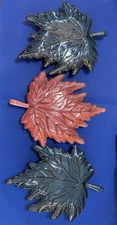 3 Lifestyle Home Leaf Shaped Tidbit - Trinket etc. dish (2) Blue (1) Burgandy