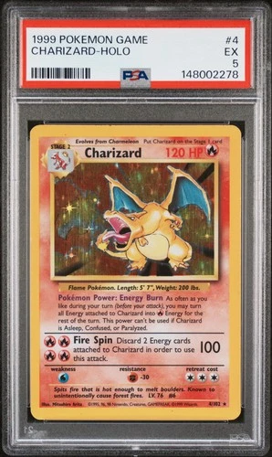 1999 POKEMON BASE SET UNLIMITED #4 CHARIZARD-HOLO PSA 5