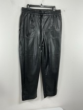 Womans A New Day Pullon Faux Leather Pants Large Black Elastic Waist