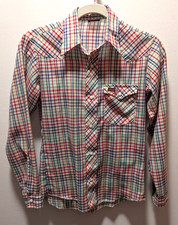 Vintage Wrangler Pearl Snap MADE IN USA Western Shirt Plaid Youth Kids Large 14