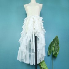 Women Ruffles Tulle Skirt Cocktail Prom Detachable Train Overskirt for JSK Skirt