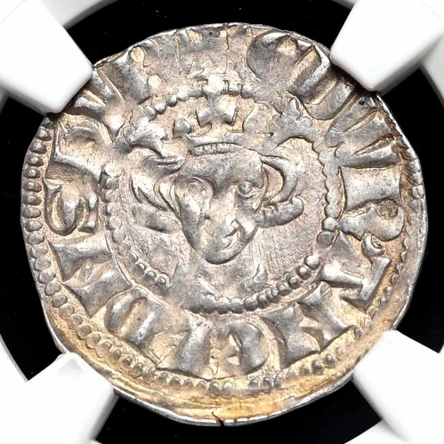 ENGLAND. Edward I Longshanks, 1272-1307. Silver Penny, London, NGC AU58