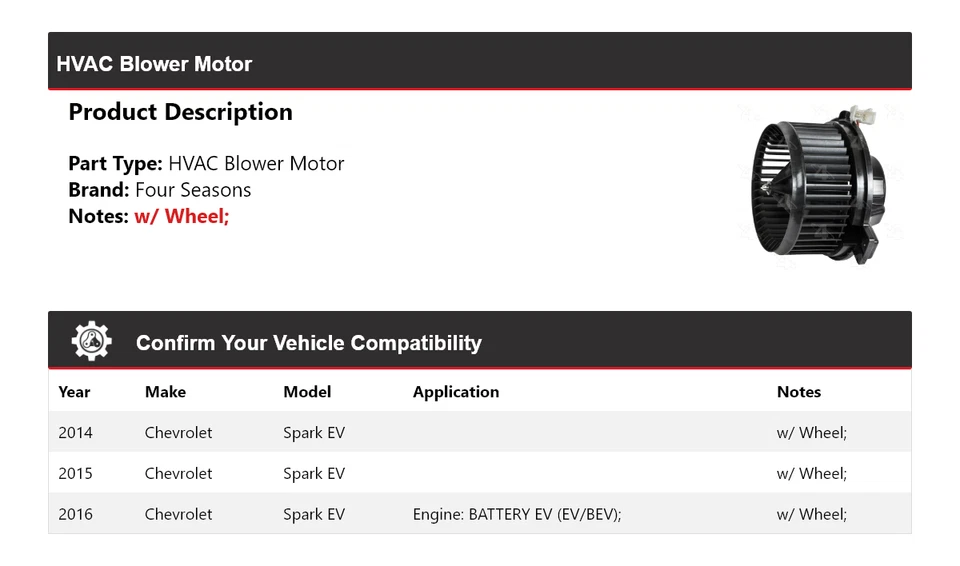 Motor soplador HVAC Chevrolet Spark EV 2014-2016 4 estaciones 2015 Foto 2 de 4