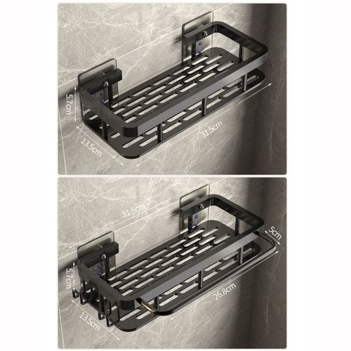 With fixed hook Bathroom Storage Shelves Wall Mount Storage Rack Kitchen - Picture 2 of 14