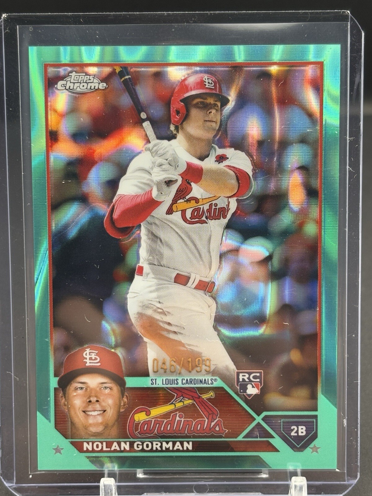 2023 Topps Chrome #192 Nolan Gorman RC Rookie Aqua Lava Refractor /199 Cardinals