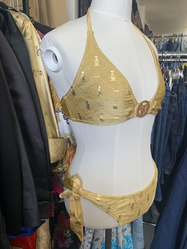 Christian Audigier NWT Y2k Gold Logo Emblem Bikini (2) Piece, Ultra Sexy See - Picture 4 of 10